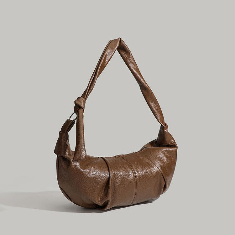 Folded dumpling bag, retro casual versatile hobo bag, design portable hobo bag small, small shoulder bag