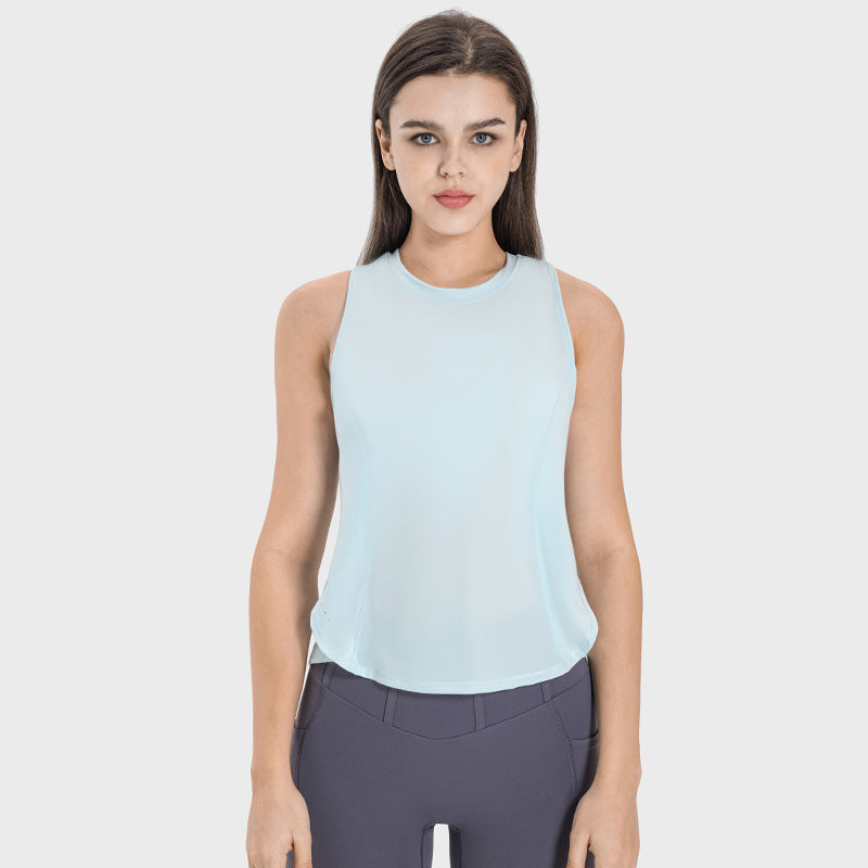 Moisture Wicking Breathable Loose Blouse Yoga Clothing Top Cool Cross Stitching Sports Vest