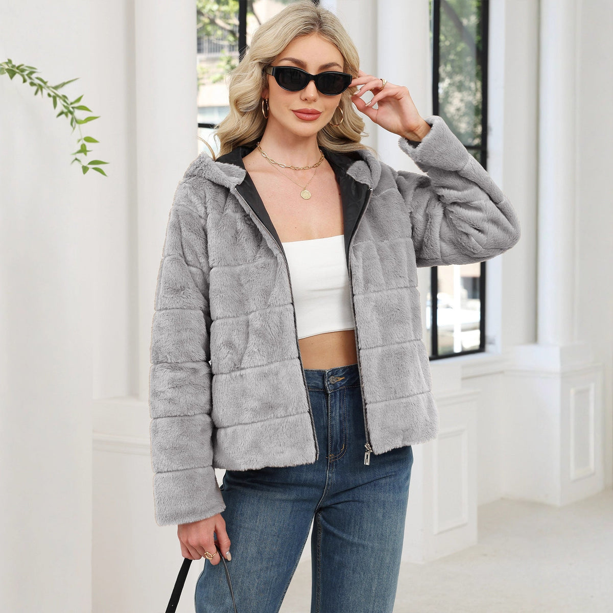 Arrival Autumn Winter Warm Imitation Rabbit Fur Coat Women Faux Fur Jacket