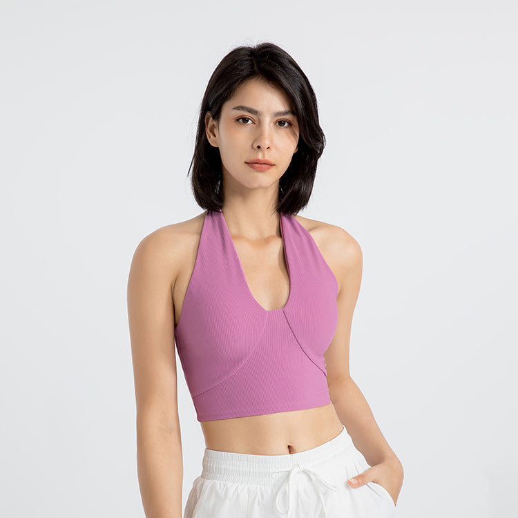 Sports Underwear Women Shockproof Running Sports Fitness Halter Backless Bra Skinny Yoga Clothes Vest Top