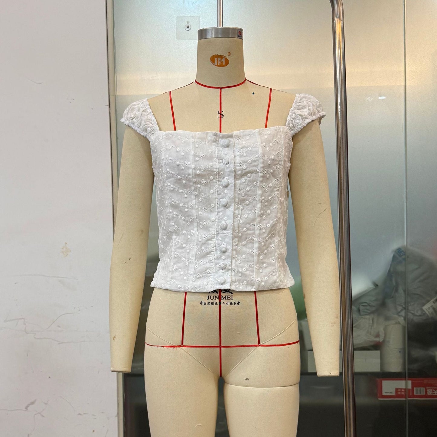 Vest Sexy Slim Polka Dot Button Square Collar Short Top Women