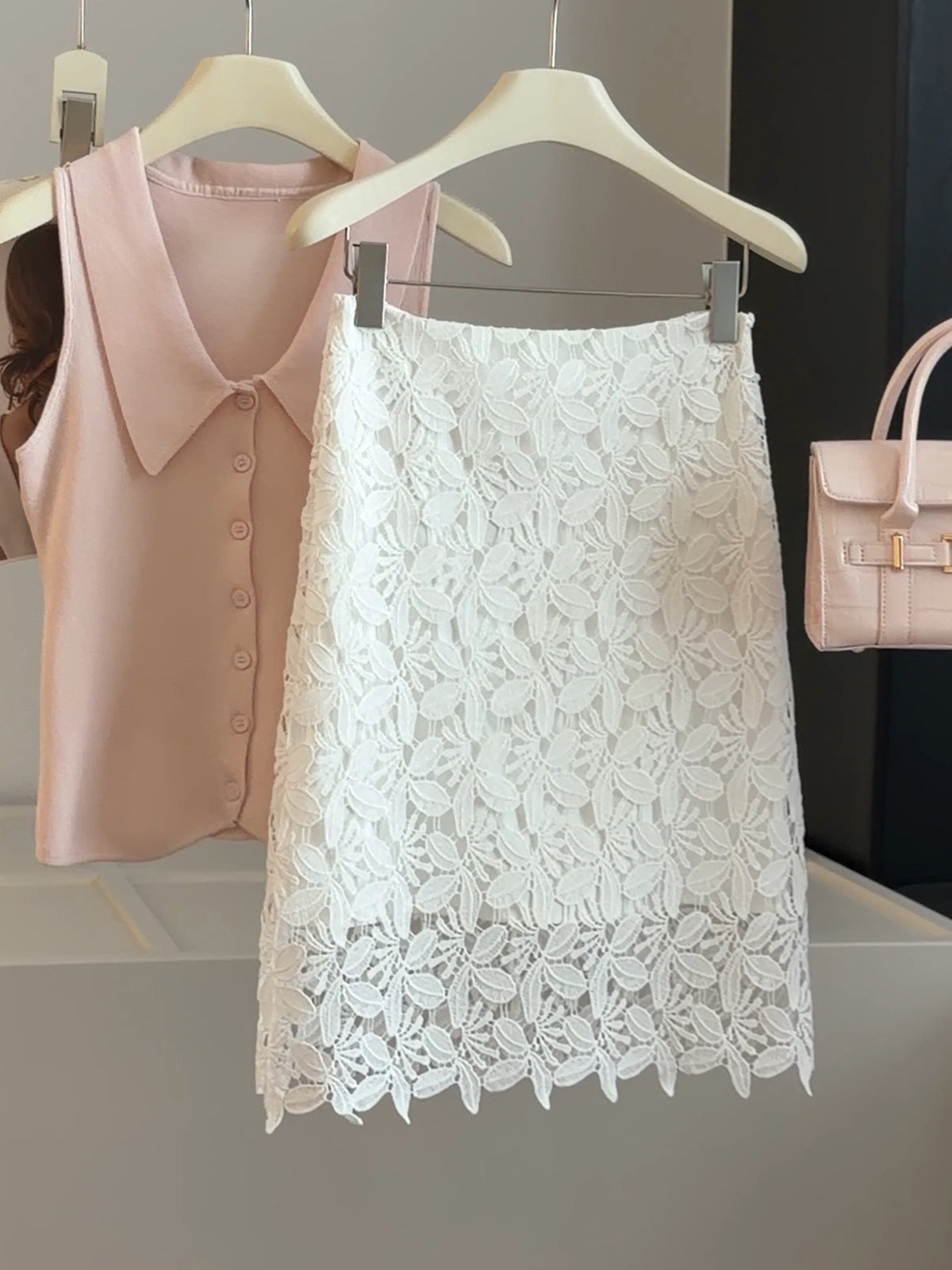 Lace Embroidered Hollow Out Cutout Skirt Women Summer High Waist Slimming Sexy Fashionable A line Sheath Mid Skirt