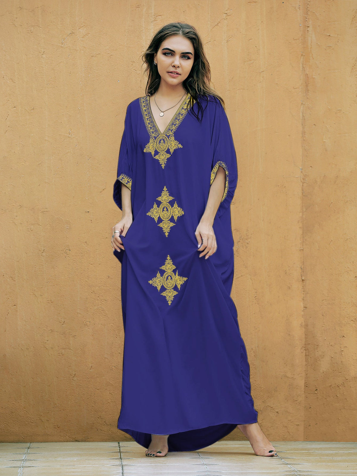 Rayon Gold Thread Embroidery Beach Cover up Sexy Loose Embroidery Vacation Skirt Beach Cover Up