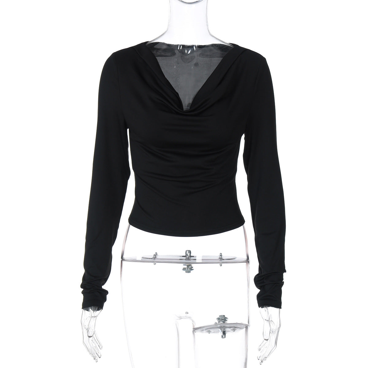 Women Clothing Summer Slim Deep V Plunge Niche Sexy Bottoming Long Sleeve T shirt