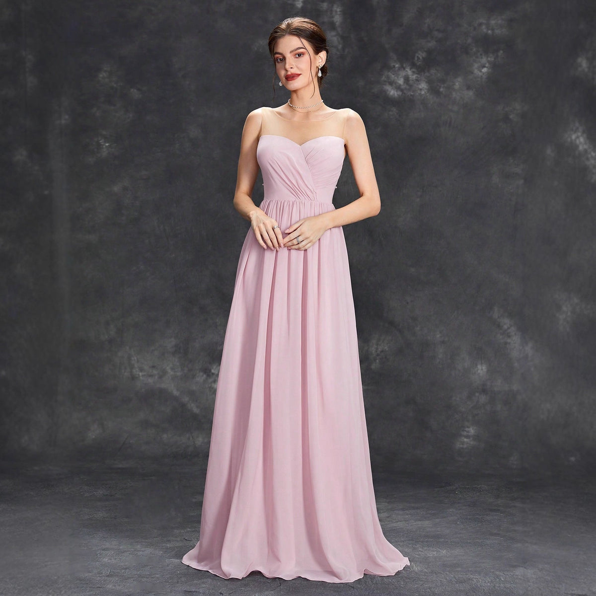 Women off the Shoulder Bridesmaid Dress Summer Chiffon A line Dress Tube Top Dress