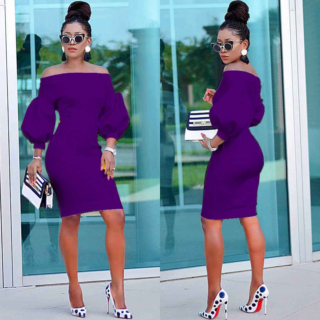Sexy Dress Women's Off The Shoulder Bodycon Dress Lantern