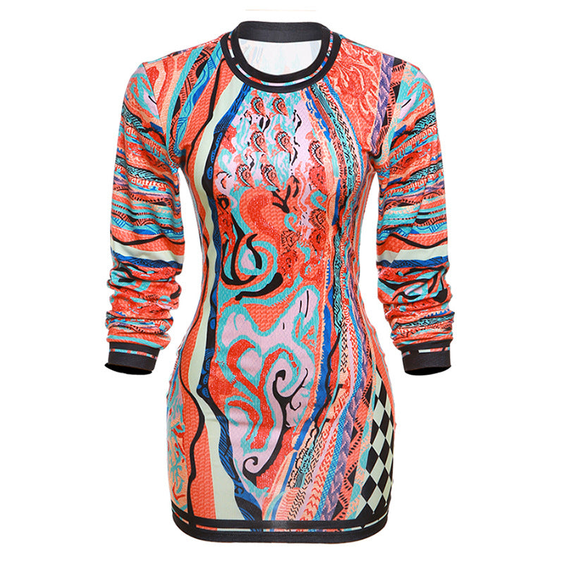 Fall Women Clothing Sexy Long Sleeve Hollow Out Cutout High Waist Slim Fit Slimming Short Dress