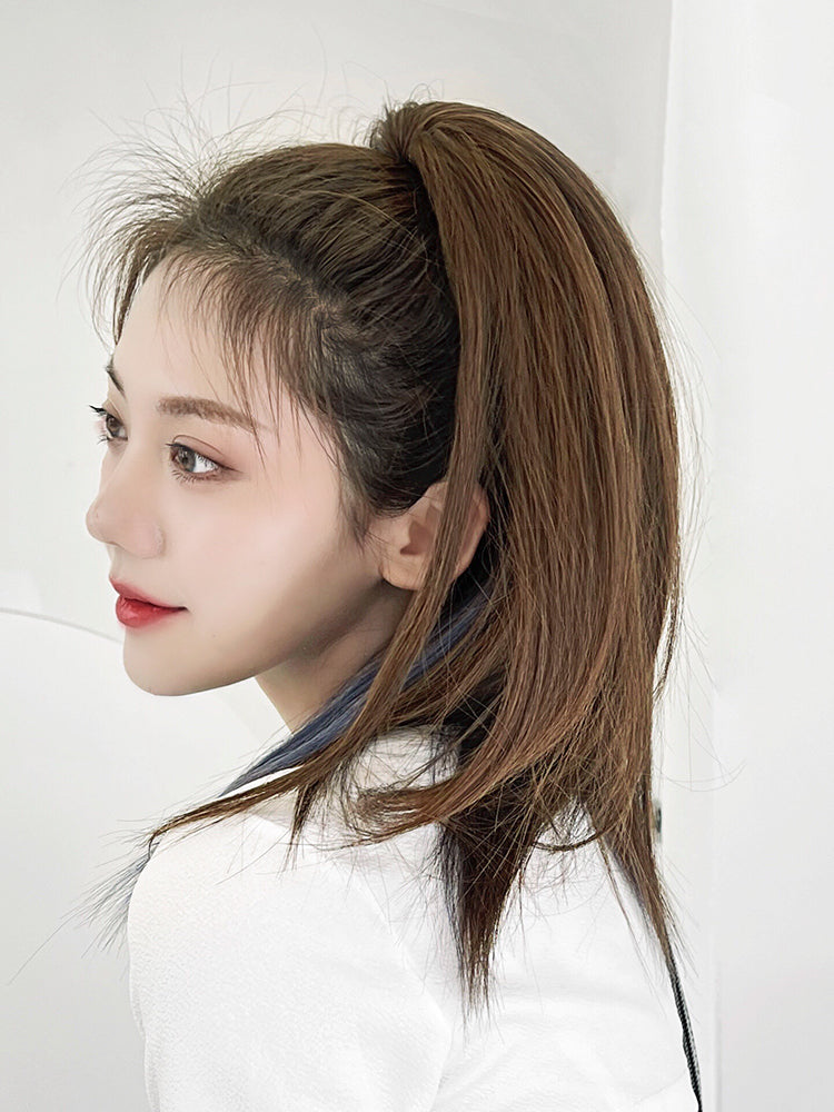 Seamless Red High Ponytail Braid | Mid-Length Synthetic Hair Extension