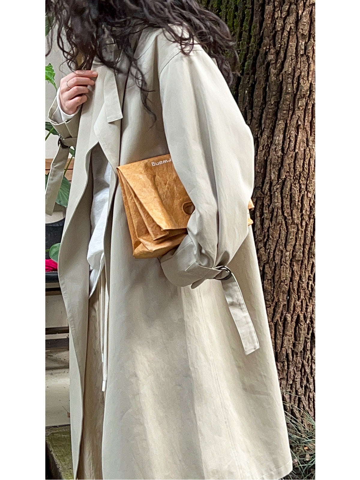 Autumn High Grade British Minimalist Static Luxury Mid Length over the Knee Trench Coat Women