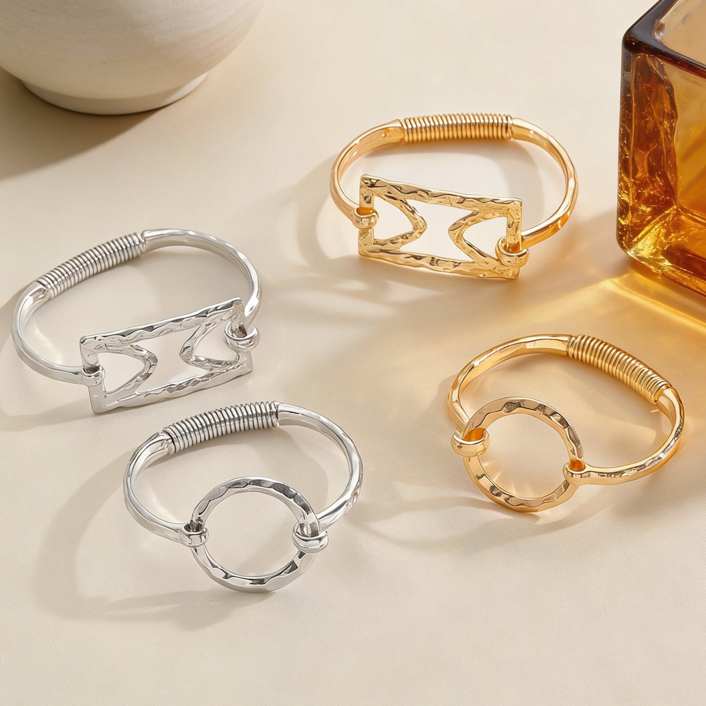Exaggerated Alloy Round Square Geometric Electroplated Bracelet Fashion Minimalist