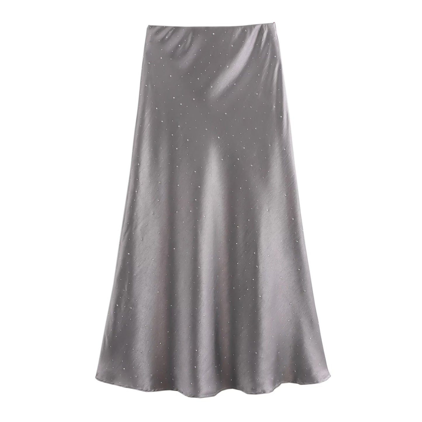 Spring Women Clothing Slimming Solid Color Rhinestone Fit Fishtail Long Skirt