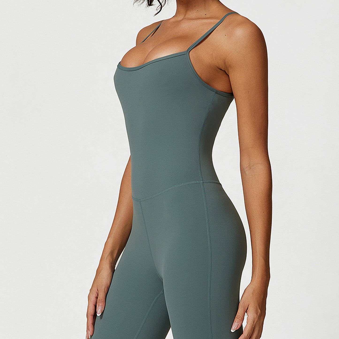 Spaghetti Strap One Piece Jumpsuit Casual Running Fitness High Elastic Tight Long Yoga Clothes Women