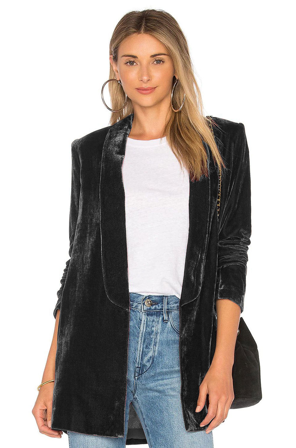 Pleuche Blazer Women Coat Slim Simple Casual All-Match Coat Outerwear