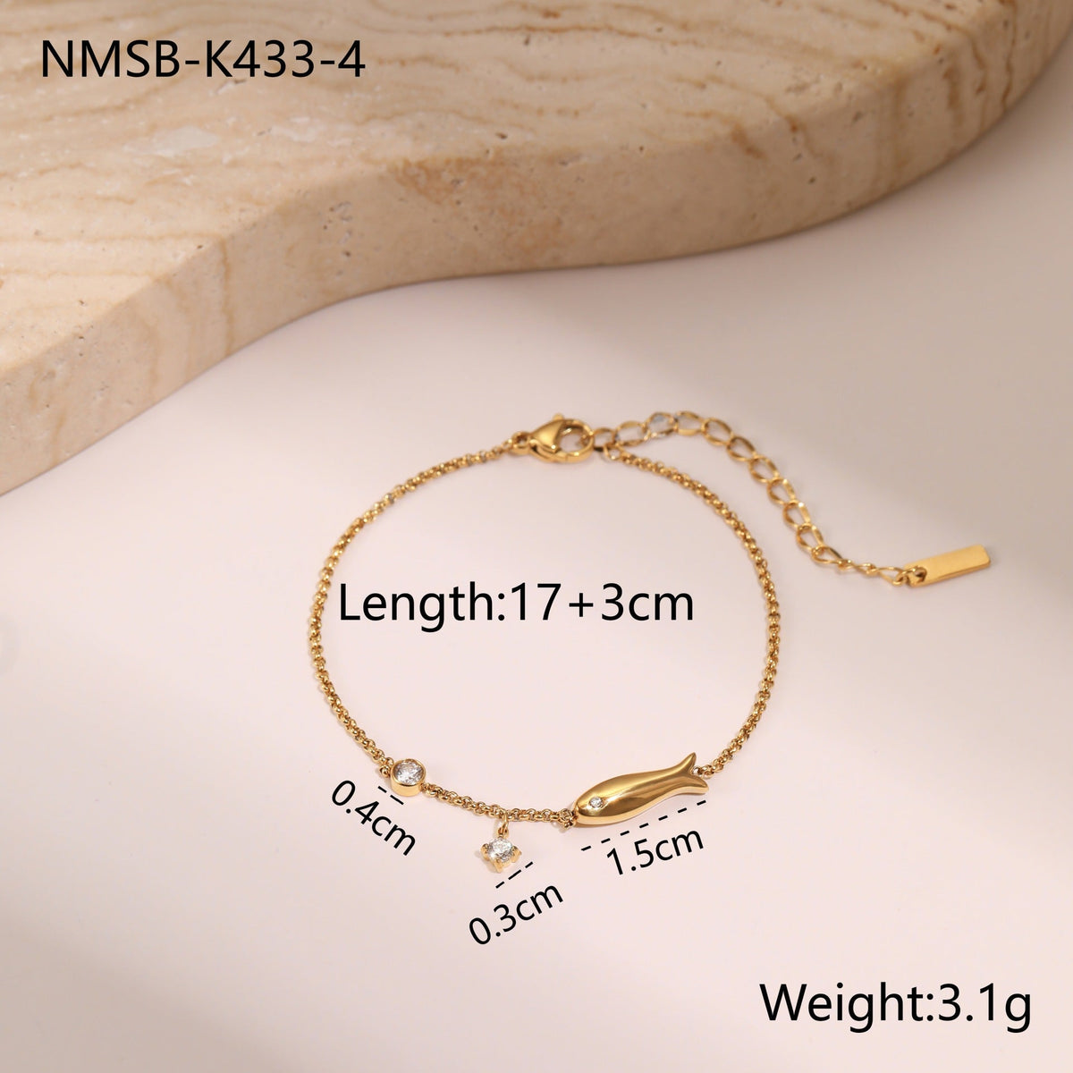 Titanium Steel Bracelet 18K Gold Plating Zircon Star Embellished Exquisite Light Luxury Hand Jewelry