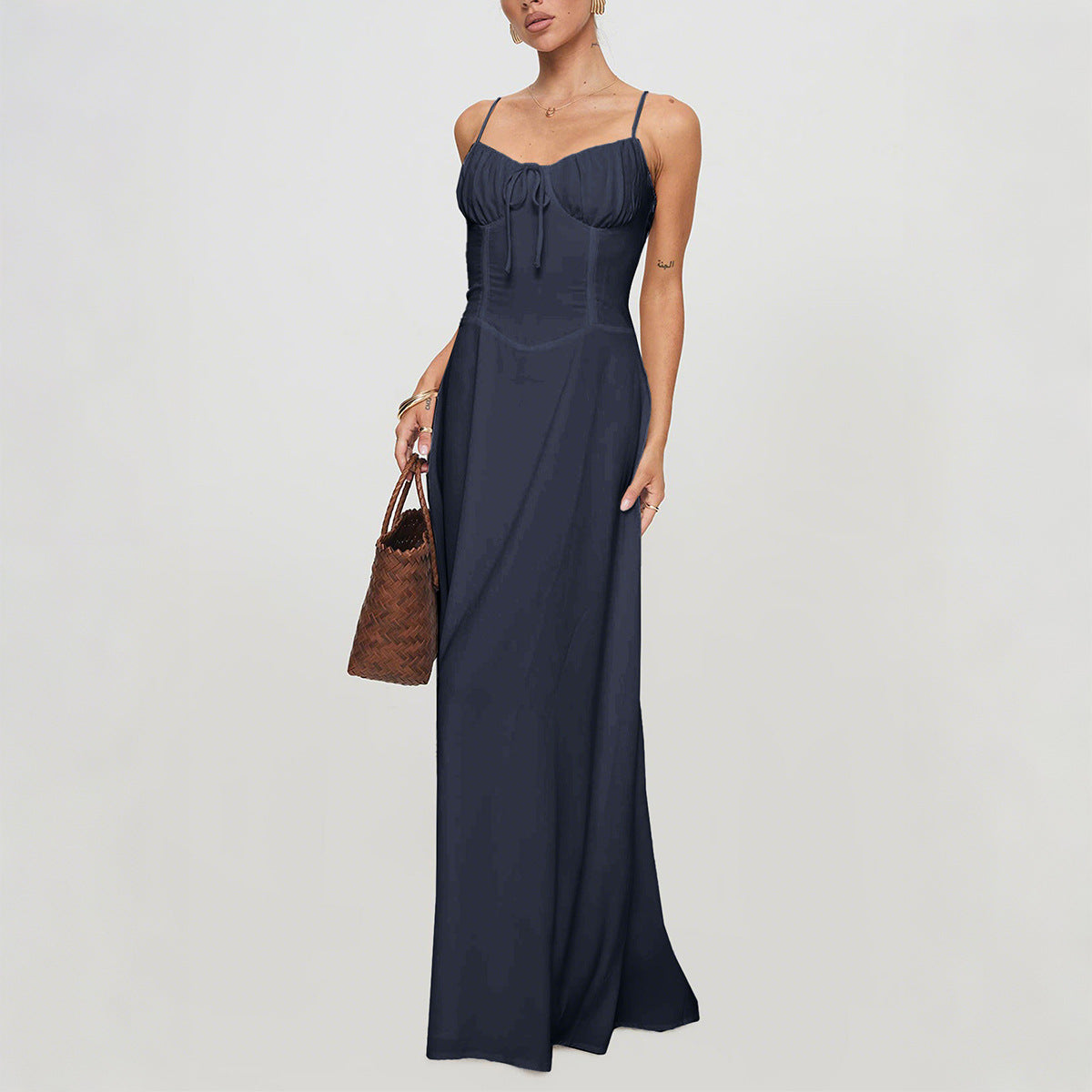 Elegant Evening Dress Short Sleeve Solid Color Dress Women Clothing Autumn Winter