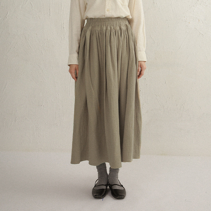 Texture Thickened Cotton Skirt Women Autumn Winter Loose A line Large Hem Umbrella Skirt Three Layer Gauze High Waist Skirt