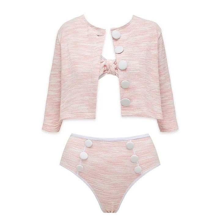 Swimming Suit Gray Sweet Chanel One Piece Swimming Gray Cardigan