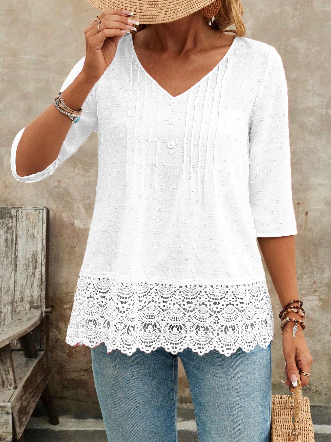 Mori Hollow Out Cutout Embroidery Ruffled Short Casual Blouse
