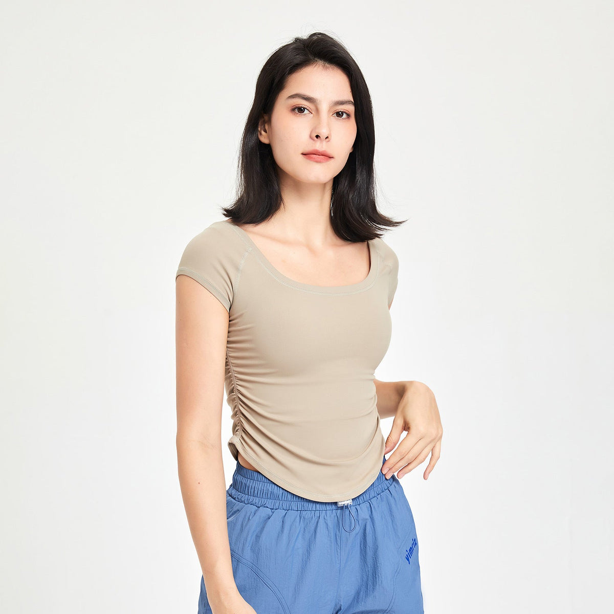 Fitness Clothes Women Tight Sports T shirt Running Training Quick Drying Clothes Short Sleeve Thin Nude Feel Summer Yoga Clothing Top