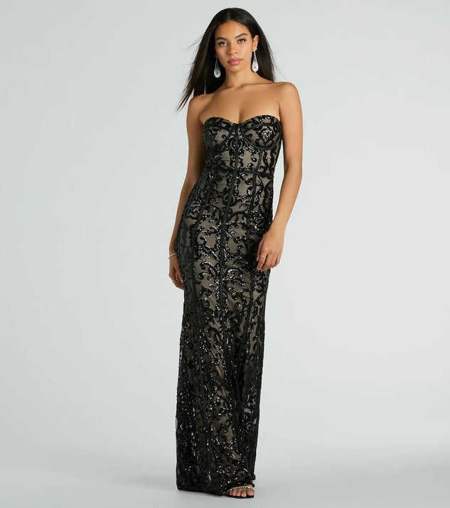 Women Party Sequined Sexy Socialite Formal Dress Black Tube Top Dress Maxi Dress