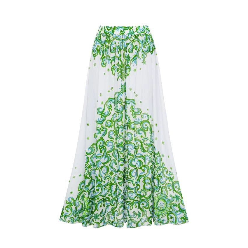 Swimsuit One Shoulder Green Fresh Holiday Floral Print One Piece Swimsuit Set