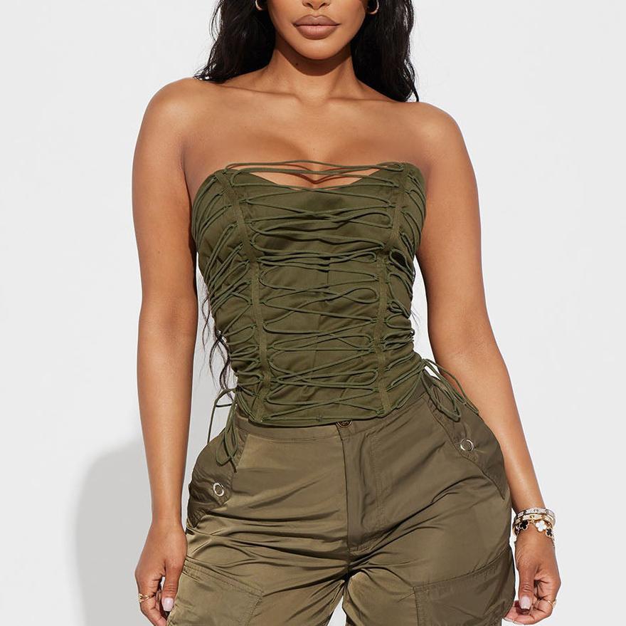 Sexy Cropped Top Strap Design Corset Sexy Cool Girl Boning Corset Vest Women