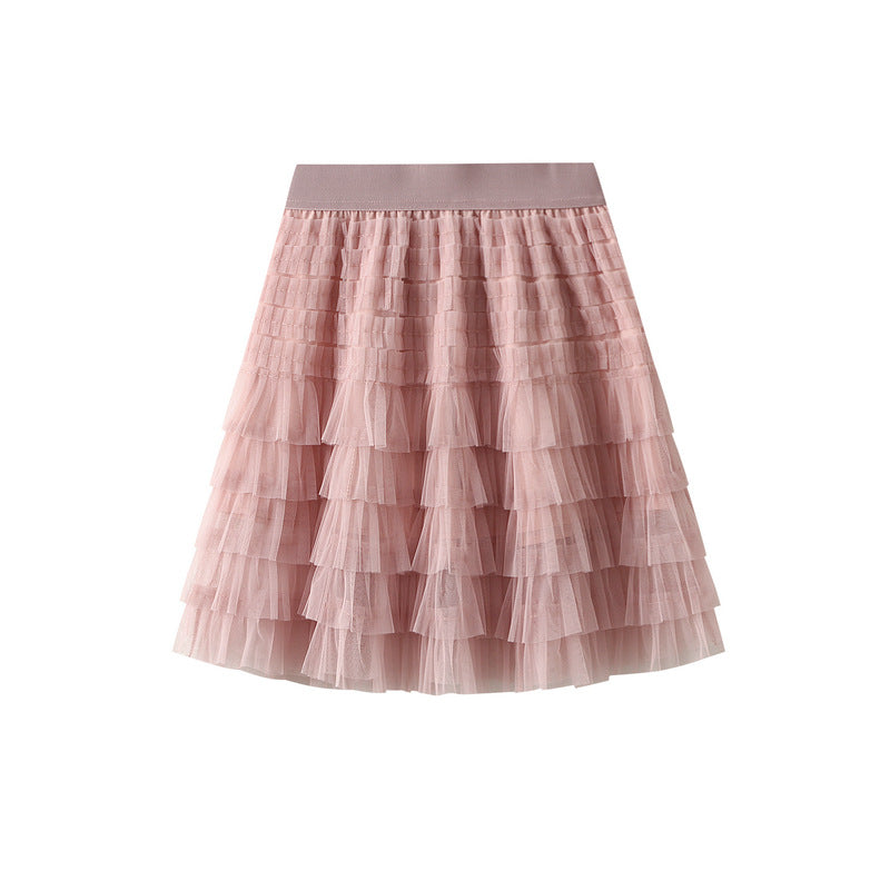 Mesh Skirt Women Summer Spring Autumn Clothing A line Tiered Dress Short Skirt