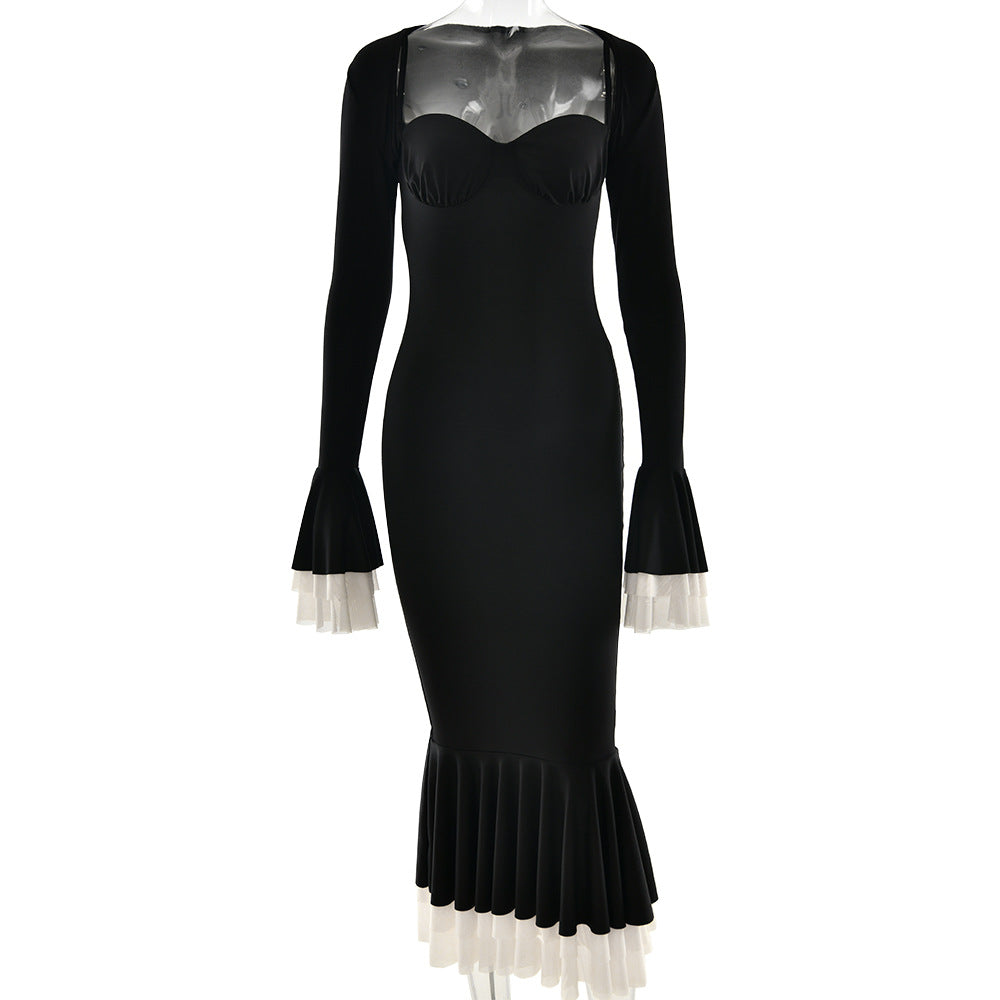 Arrival Women Dress Set Autumn Winter Long Sleeved Shawl Sling Bandeau Slim Fit Sexy Dress