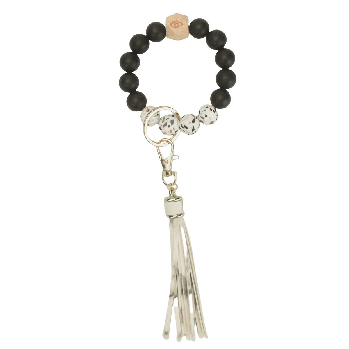 PU Tassel Keychain Women's Bag charm Silicone Beaded Keychain Wristlet Key Ring Bracelet Cute Car Key Chain Holder for Women Girls