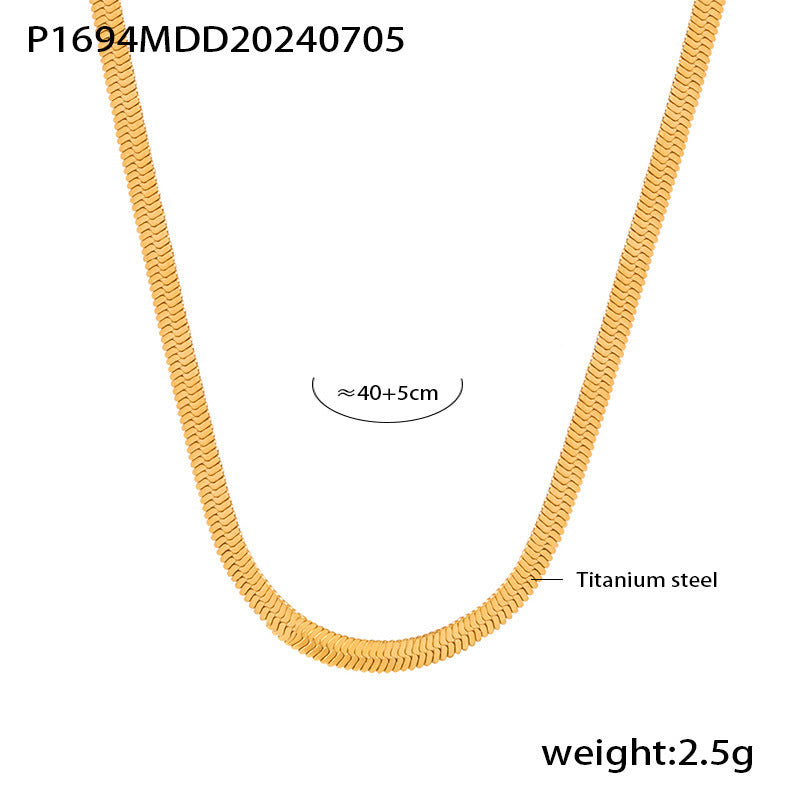 Natural Blue Lapis Lazuli Geometric Abstract Square Plate Clavicle Chain Titanium Steel Plated 18K Gold Stacked Necklace for Women