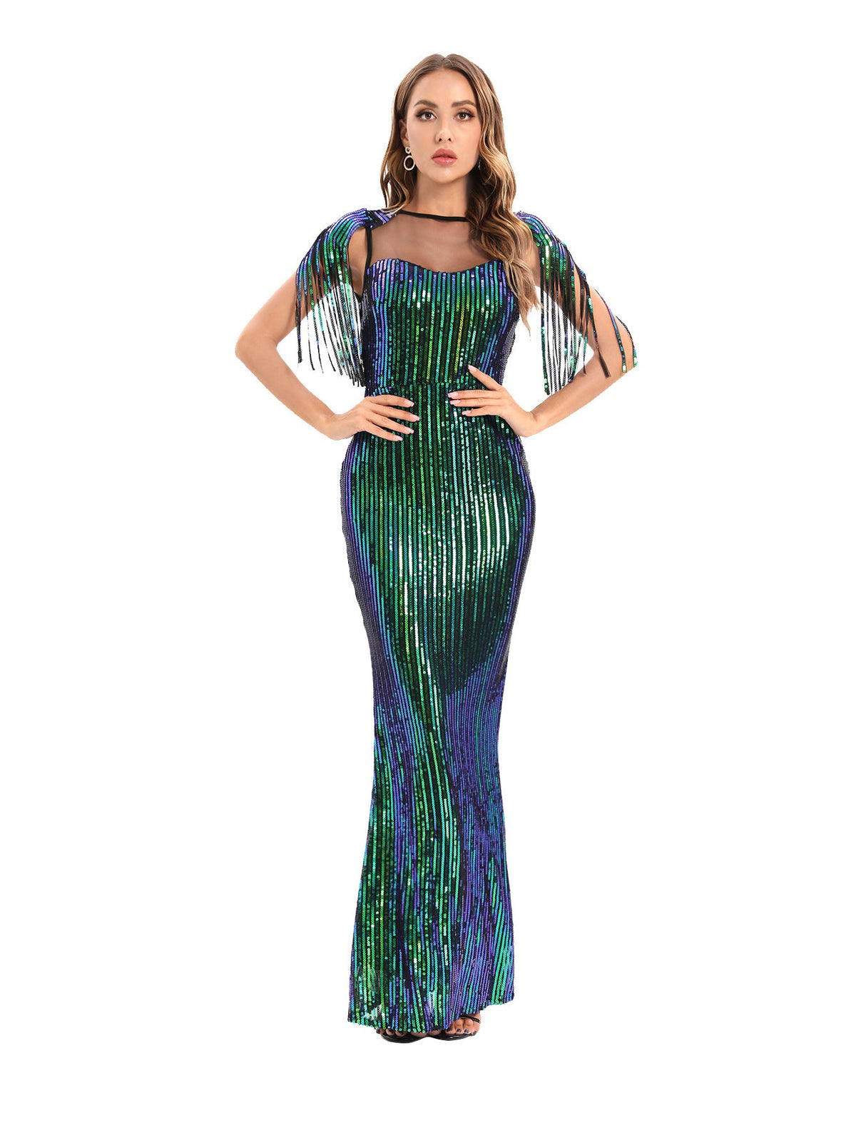 Sexy Retro Green Dress Women Clothing Party Evening Dress