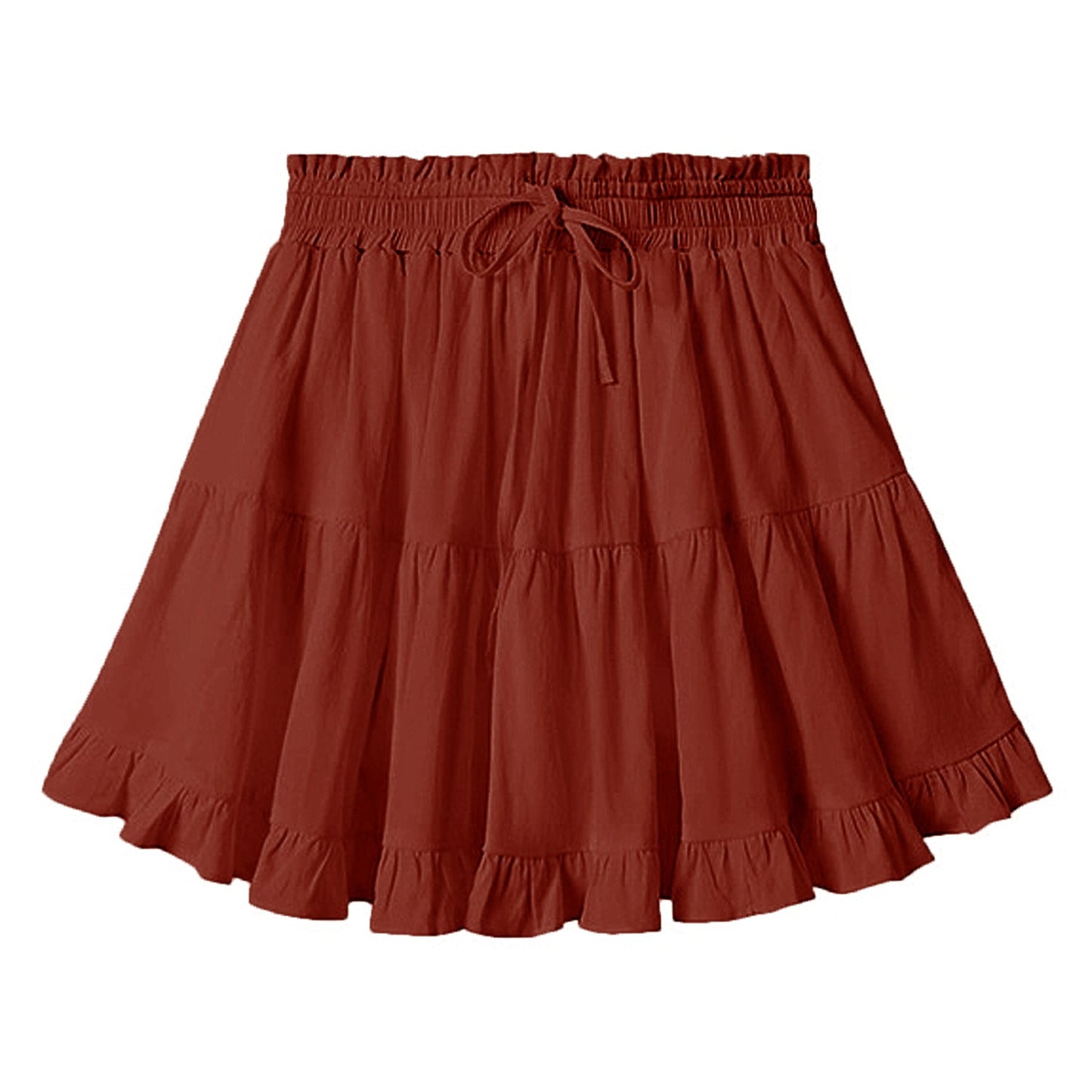 Women Clothing Drawstring Lace Skirt High Waist Elastic Pantskirt Beach All Matching Skirt Women