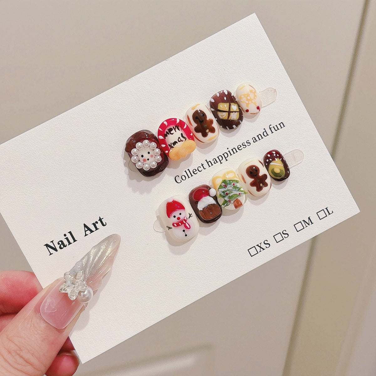 Christmas Day Nail Art Pure Handmade Wearing Nail Cartoon Pinch Short Personalized Removable Cute Nail Art Sticker