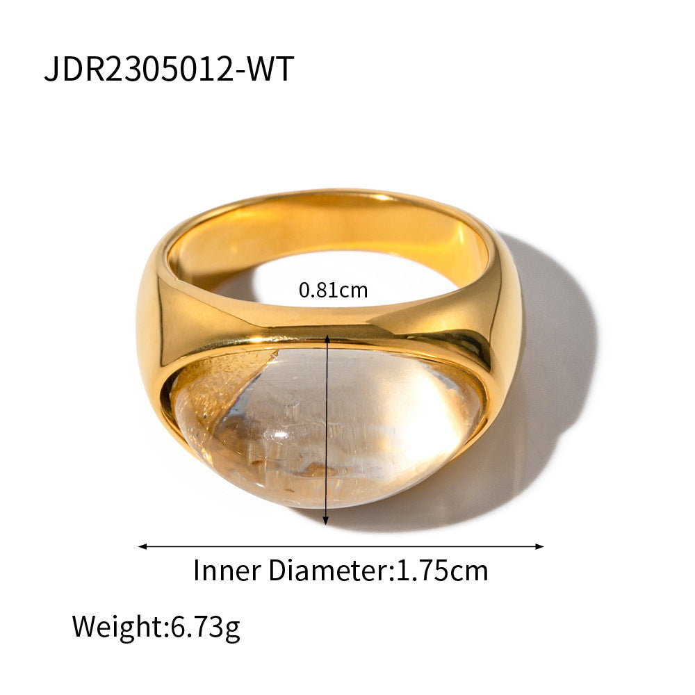 Internet Fashionable 18K Gold Stainless Steel Transparent Closed Ring Non Fading Ornament
