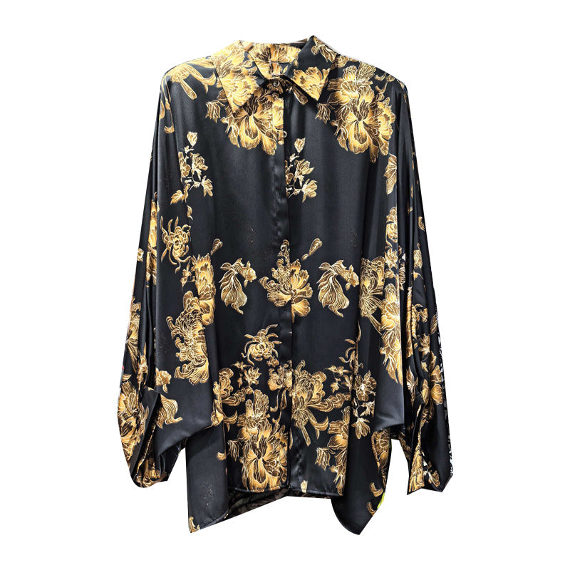 Personality Street Trendy Color Matching Contrast Color Women Shirt Autumn Loose Top