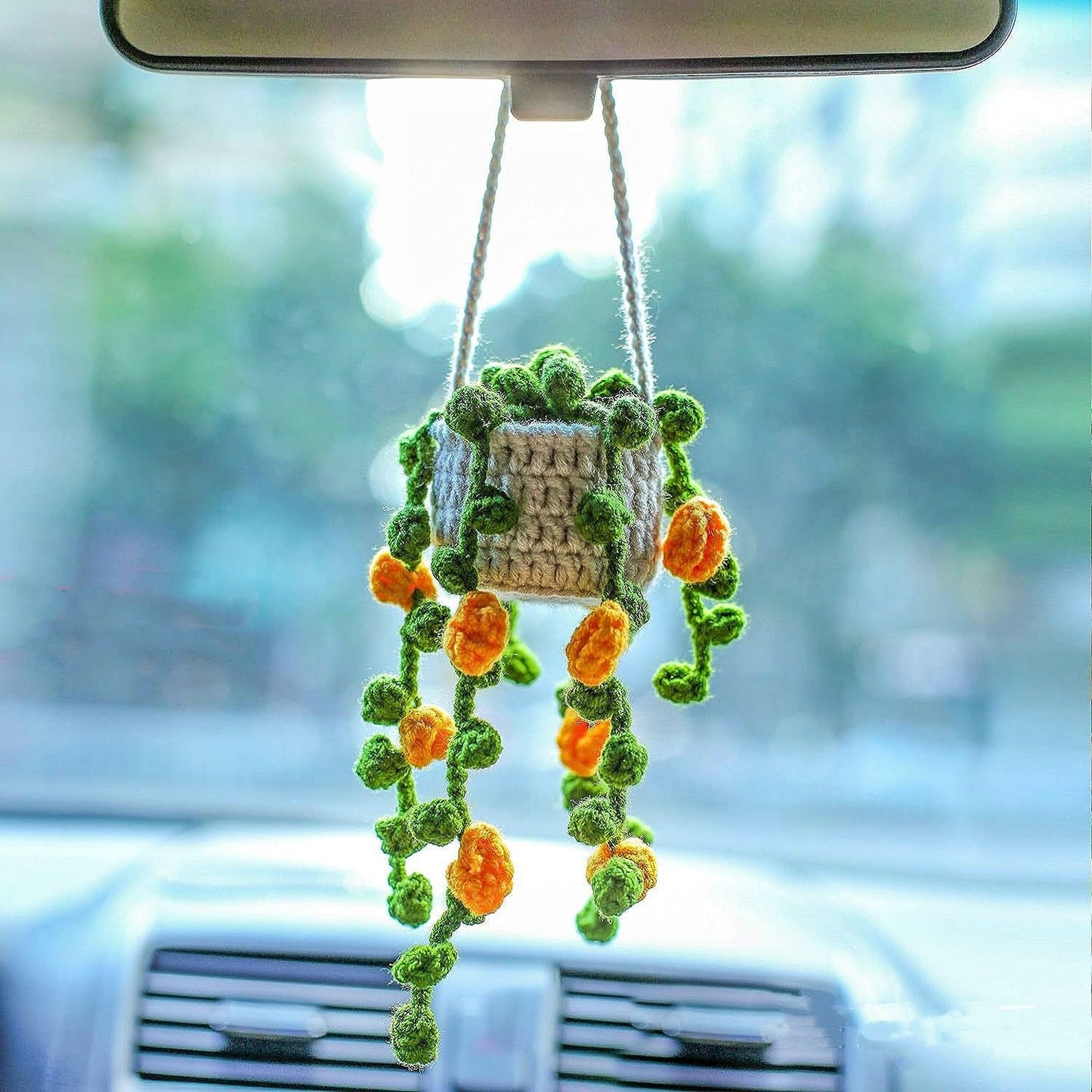 Car plant pendant Car decoration Rearview mirror pendant Creative wool in the car