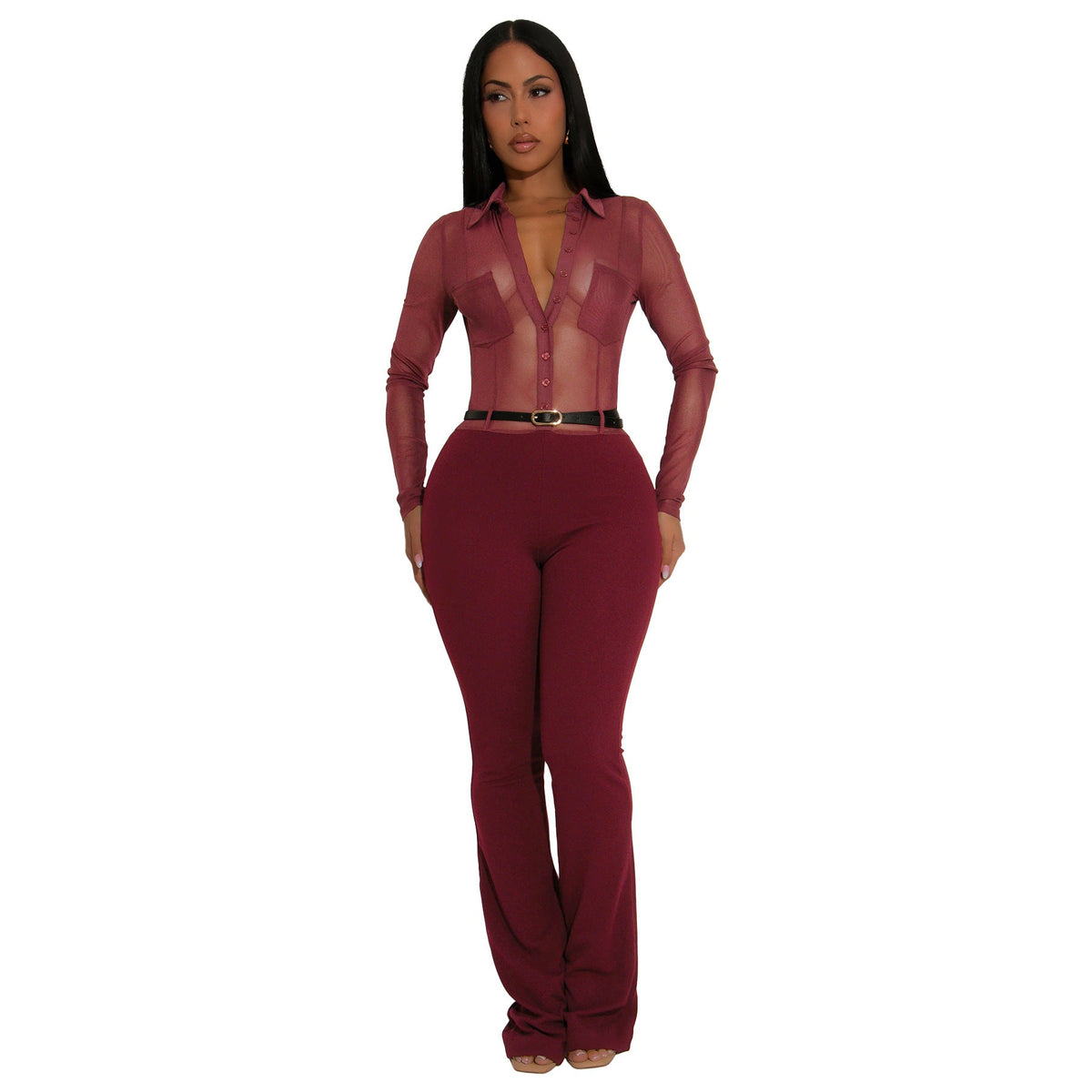 Supply Women Wear Sexy See through Long Sleeves Tight Jumpsuit Nightclub Pants