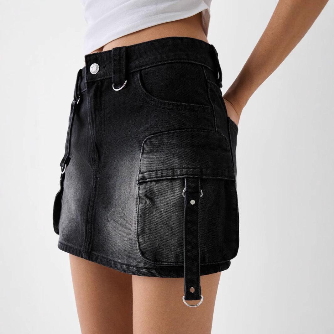 Supply Sexy Multi Bayonet Tooling Denim Skirt Women Denim Skirt
