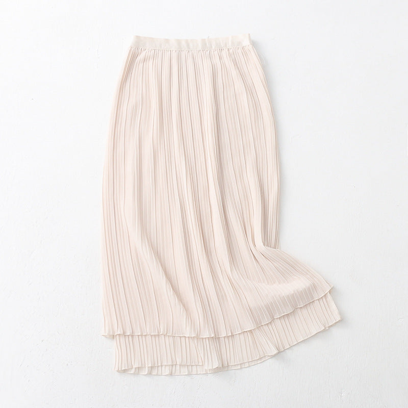 Spring Summer Wear Skirt Elastic Waist Korean A line Sheath Skirt Tulle Skirt Double Sided Wear Skirt