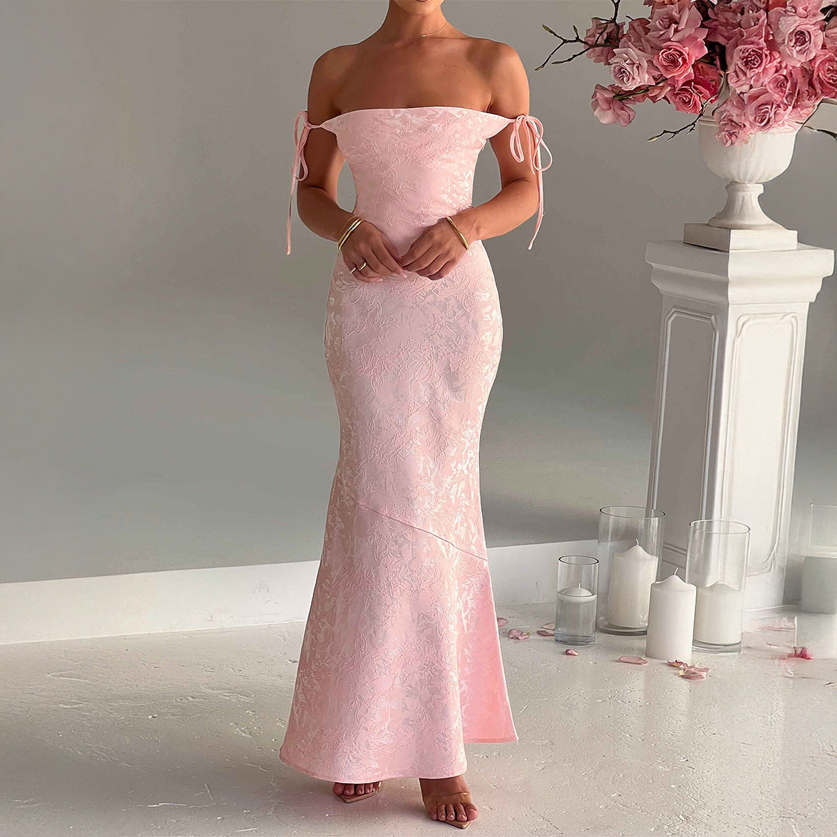 Elegant Evening Dress Hip Spaghetti Straps Dress Women Clothing Summer