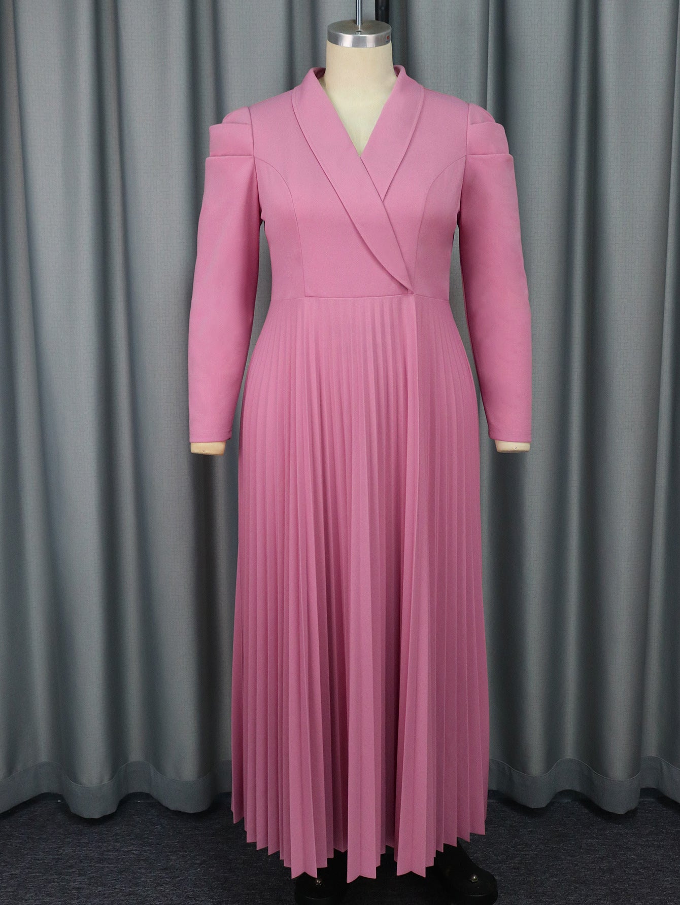 Elegant Slightly Mature Tailored Collar Dress Workplace Office Shopping Pleated Dress
