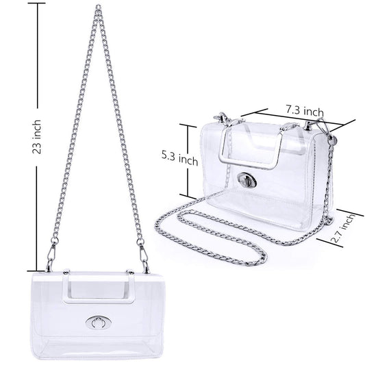 Women's Transparent evening Clutch Bag – Stylish Clear Crossbody Shoulder Bag with Removable Gold Chain Strap