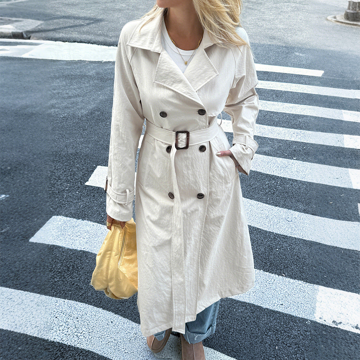Vacation Solid Color Long Sleeved Overcoat Coat Women Clothing Autumn Winter