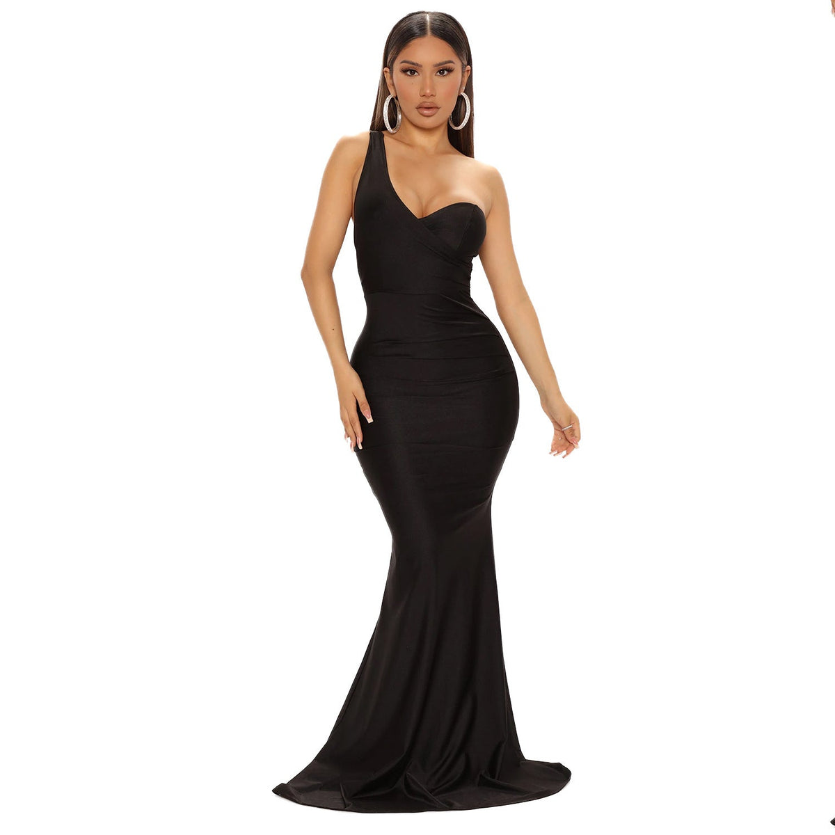 Summer Women Clothing Sexy Socialite One Shoulder Maxi Dress Women