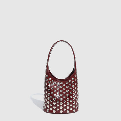 Casual Cool Personality Dot Rivet Underarm Bag Portable Bucket Bag