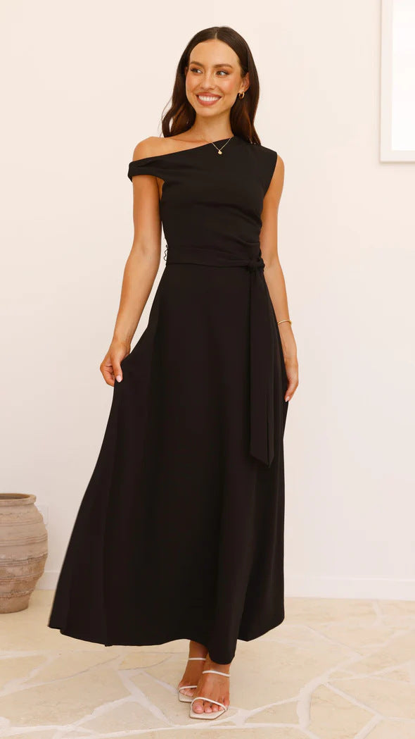 Women Summer Office Solid Color Sexy Lacing Dress