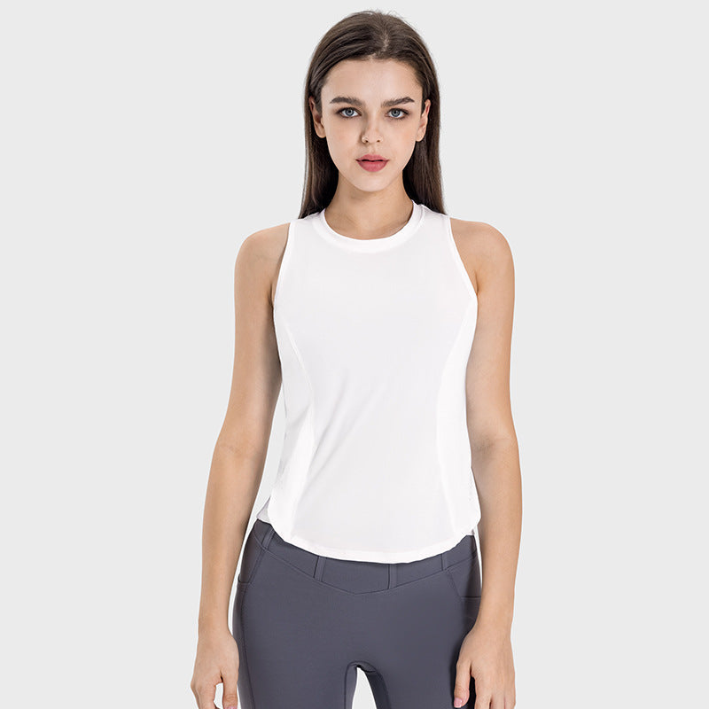 Moisture Wicking Breathable Loose Blouse Yoga Clothing Top Cool Cross Stitching Sports Vest