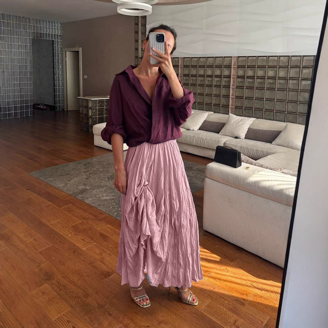 Spring Autumn Pleated Pleated Skirt Soft