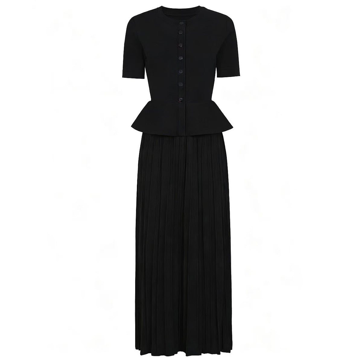 Summer Ladies Internet Popular Slim Fitting Slimming False Two Piece Short Sleeve Pleated Dress Women
