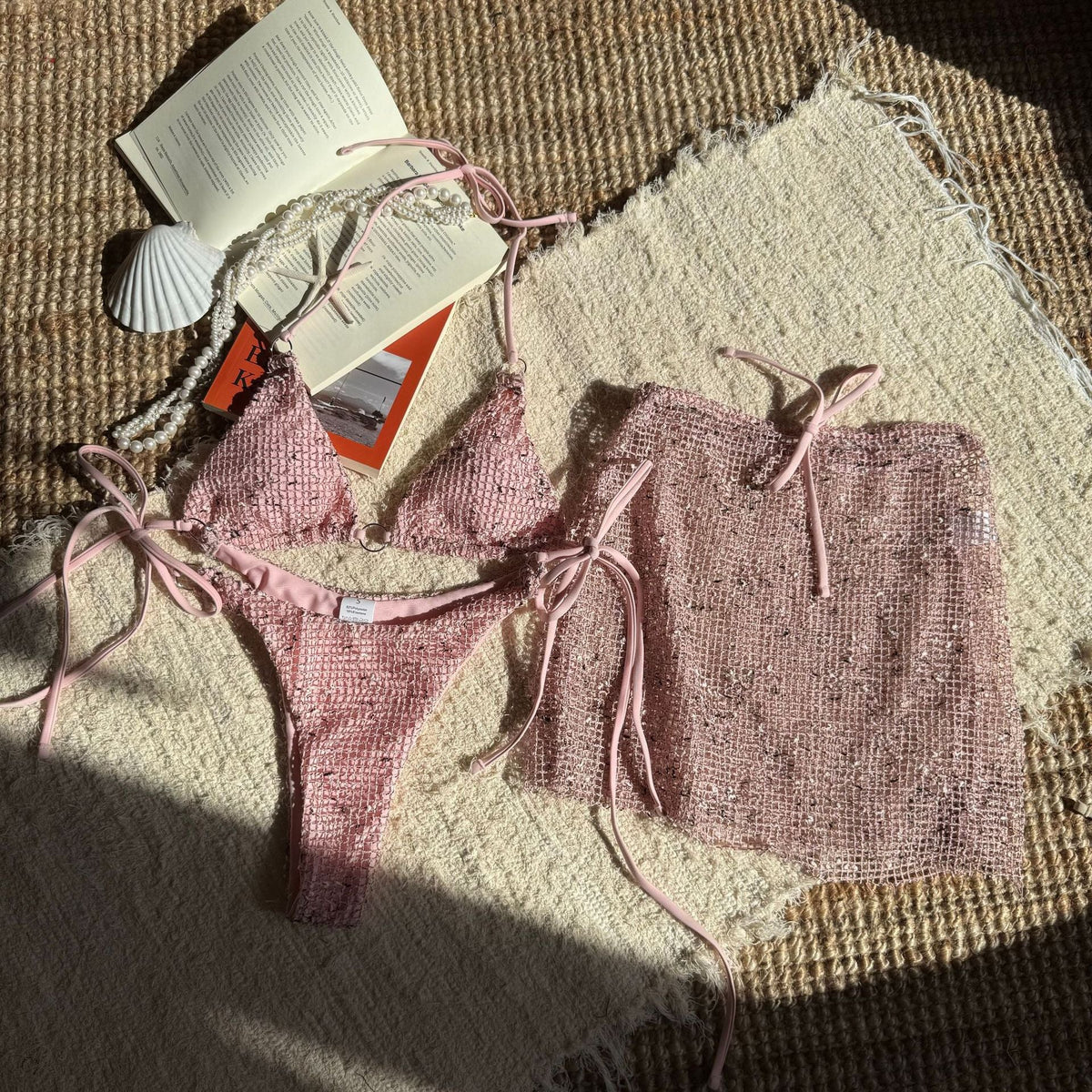 Special Mesh Three Piece Swimsuit Sexy Lace up Swimsuit Bikini